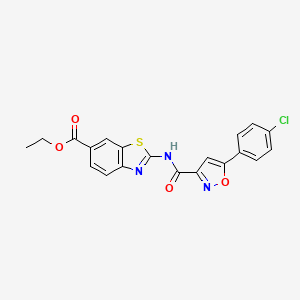 molecular formula C20H14ClN3O4S B11345908 Ethyl 2-({[5-(4-chlorophenyl)-1,2-oxazol-3-yl]carbonyl}amino)-1,3-benzothiazole-6-carboxylate 