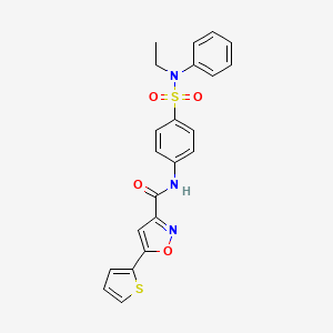 molecular formula C22H19N3O4S2 B11345985 N-{4-[ethyl(phenyl)sulfamoyl]phenyl}-5-(thiophen-2-yl)-1,2-oxazole-3-carboxamide 