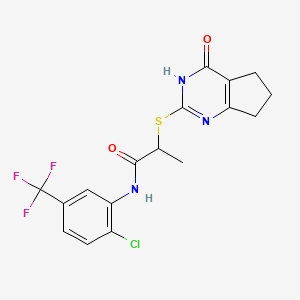 molecular formula C17H15ClF3N3O2S B11346034 N-[2-Chloro-5-(trifluoromethyl)phenyl]-2-({4-oxo-3H,4H,5H,6H,7H-cyclopenta[D]pyrimidin-2-YL}sulfanyl)propanamide 