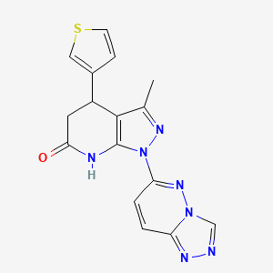 molecular formula C16H13N7OS B11346656 3-methyl-4-(thiophen-3-yl)-1-([1,2,4]triazolo[4,3-b]pyridazin-6-yl)-4,5-dihydro-1H-pyrazolo[3,4-b]pyridin-6-ol 