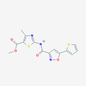 molecular formula C14H11N3O4S2 B11346934 Methyl 4-methyl-2-({[5-(thiophen-2-yl)-1,2-oxazol-3-yl]carbonyl}amino)-1,3-thiazole-5-carboxylate 
