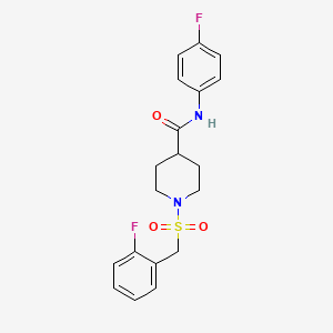 molecular formula C19H20F2N2O3S B11347247 1-[(2-fluorobenzyl)sulfonyl]-N-(4-fluorophenyl)piperidine-4-carboxamide 