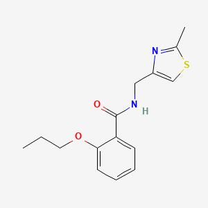 molecular formula C15H18N2O2S B11347293 N-[(2-methyl-1,3-thiazol-4-yl)methyl]-2-propoxybenzamide 