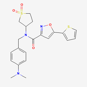 molecular formula C21H23N3O4S2 B11347299 N-[4-(dimethylamino)benzyl]-N-(1,1-dioxidotetrahydrothiophen-3-yl)-5-(thiophen-2-yl)-1,2-oxazole-3-carboxamide 