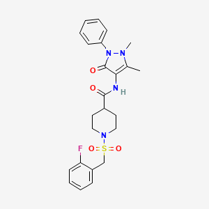 molecular formula C24H27FN4O4S B11347392 N-(1,5-dimethyl-3-oxo-2-phenyl-2,3-dihydro-1H-pyrazol-4-yl)-1-[(2-fluorobenzyl)sulfonyl]piperidine-4-carboxamide 