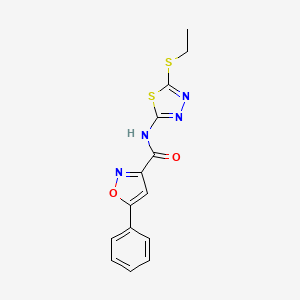 molecular formula C14H12N4O2S2 B11347576 N-[5-(ethylsulfanyl)-1,3,4-thiadiazol-2-yl]-5-phenyl-1,2-oxazole-3-carboxamide 
