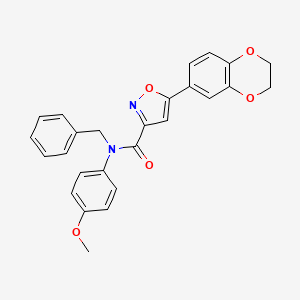 molecular formula C26H22N2O5 B11347720 N-benzyl-5-(2,3-dihydro-1,4-benzodioxin-6-yl)-N-(4-methoxyphenyl)-1,2-oxazole-3-carboxamide 