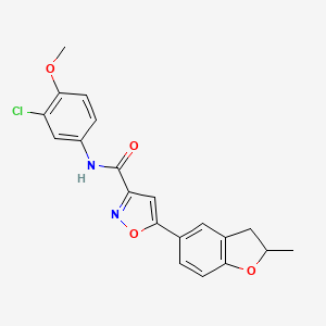 molecular formula C20H17ClN2O4 B11347782 N-(3-chloro-4-methoxyphenyl)-5-(2-methyl-2,3-dihydro-1-benzofuran-5-yl)-1,2-oxazole-3-carboxamide 