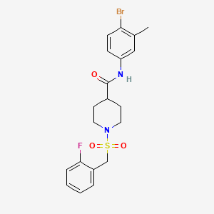 molecular formula C20H22BrFN2O3S B11347912 N-(4-bromo-3-methylphenyl)-1-[(2-fluorobenzyl)sulfonyl]piperidine-4-carboxamide 