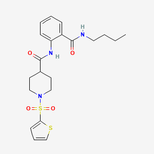 molecular formula C21H27N3O4S2 B11347936 N-[2-(butylcarbamoyl)phenyl]-1-(thiophen-2-ylsulfonyl)piperidine-4-carboxamide 