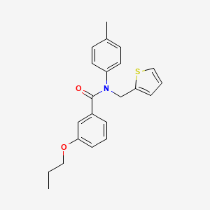 molecular formula C22H23NO2S B11348144 N-(4-methylphenyl)-3-propoxy-N-(thiophen-2-ylmethyl)benzamide 