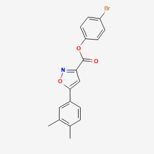 molecular formula C18H14BrNO3 B11348176 4-Bromophenyl 5-(3,4-dimethylphenyl)-1,2-oxazole-3-carboxylate 