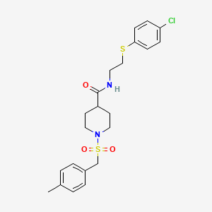 molecular formula C22H27ClN2O3S2 B11349242 N-{2-[(4-chlorophenyl)sulfanyl]ethyl}-1-[(4-methylbenzyl)sulfonyl]piperidine-4-carboxamide 