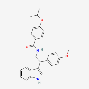 molecular formula C27H28N2O3 B11350598 N-[2-(1H-indol-3-yl)-2-(4-methoxyphenyl)ethyl]-4-(propan-2-yloxy)benzamide 