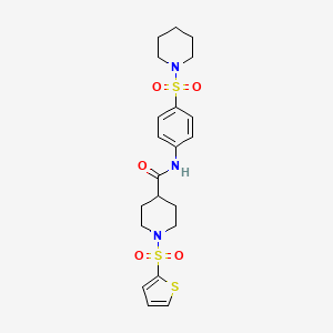 molecular formula C21H27N3O5S3 B11350968 N-[4-(piperidin-1-ylsulfonyl)phenyl]-1-(thiophen-2-ylsulfonyl)piperidine-4-carboxamide 