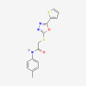 molecular formula C15H13N3O2S2 B11351119 N-(4-methylphenyl)-2-{[5-(thiophen-2-yl)-1,3,4-oxadiazol-2-yl]sulfanyl}acetamide 