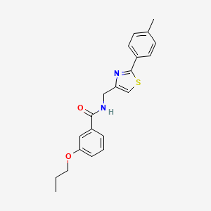 molecular formula C21H22N2O2S B11351339 N-{[2-(4-methylphenyl)-1,3-thiazol-4-yl]methyl}-3-propoxybenzamide 