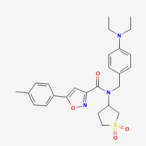 molecular formula C26H31N3O4S B11351421 N-[4-(diethylamino)benzyl]-N-(1,1-dioxidotetrahydrothiophen-3-yl)-5-(4-methylphenyl)-1,2-oxazole-3-carboxamide 