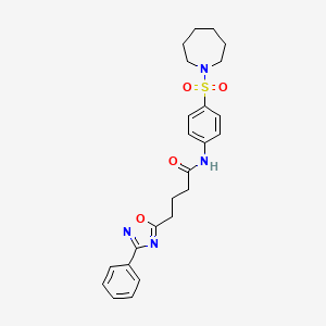 molecular formula C24H28N4O4S B11351434 N-[4-(azepan-1-ylsulfonyl)phenyl]-4-(3-phenyl-1,2,4-oxadiazol-5-yl)butanamide 