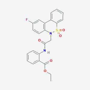 molecular formula C23H19FN2O5S B11351457 ethyl 2-{[(9-fluoro-5,5-dioxido-6H-dibenzo[c,e][1,2]thiazin-6-yl)acetyl]amino}benzoate 