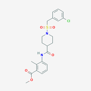 molecular formula C22H25ClN2O5S B11351458 Methyl 3-[({1-[(3-chlorobenzyl)sulfonyl]piperidin-4-yl}carbonyl)amino]-2-methylbenzoate 
