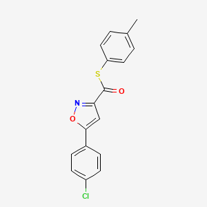 molecular formula C17H12ClNO2S B11351569 S-(4-methylphenyl) 5-(4-chlorophenyl)-1,2-oxazole-3-carbothioate 