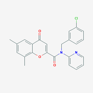 molecular formula C24H19ClN2O3 B11351714 N-(3-chlorobenzyl)-6,8-dimethyl-4-oxo-N-(pyridin-2-yl)-4H-chromene-2-carboxamide 