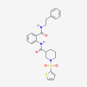 molecular formula C25H27N3O4S2 B11351910 N-{2-[(2-phenylethyl)carbamoyl]phenyl}-1-(thiophen-2-ylsulfonyl)piperidine-3-carboxamide 