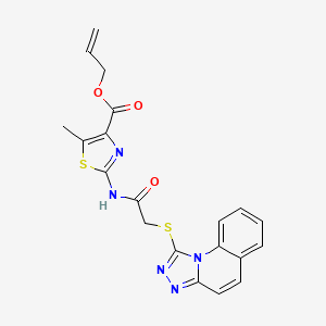 molecular formula C20H17N5O3S2 B11351967 Allyl 2-(2-([1,2,4]triazolo[4,3-a]quinolin-1-ylthio)acetamido)-5-methylthiazole-4-carboxylate 