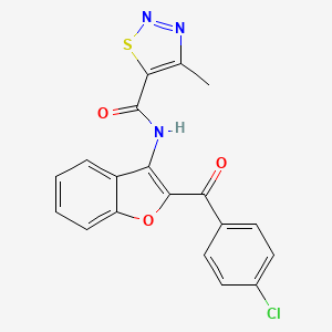 molecular formula C19H12ClN3O3S B11351980 N-[2-(4-chlorobenzoyl)-1-benzofuran-3-yl]-4-methyl-1,2,3-thiadiazole-5-carboxamide 