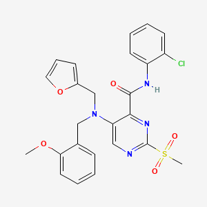 molecular formula C25H23ClN4O5S B11352268 N-(2-chlorophenyl)-5-[(furan-2-ylmethyl)(2-methoxybenzyl)amino]-2-(methylsulfonyl)pyrimidine-4-carboxamide 