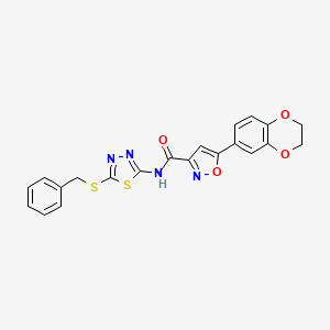 molecular formula C21H16N4O4S2 B11352660 N-[5-(benzylsulfanyl)-1,3,4-thiadiazol-2-yl]-5-(2,3-dihydro-1,4-benzodioxin-6-yl)-1,2-oxazole-3-carboxamide 