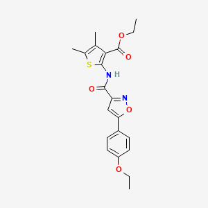 molecular formula C21H22N2O5S B11352977 Ethyl 2-({[5-(4-ethoxyphenyl)-1,2-oxazol-3-yl]carbonyl}amino)-4,5-dimethylthiophene-3-carboxylate 