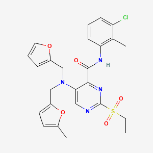 molecular formula C25H25ClN4O5S B11353023 N-(3-chloro-2-methylphenyl)-2-(ethylsulfonyl)-5-{(furan-2-ylmethyl)[(5-methylfuran-2-yl)methyl]amino}pyrimidine-4-carboxamide 