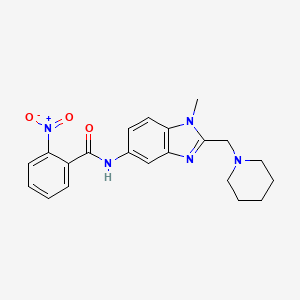 molecular formula C21H23N5O3 B11353152 N-[1-methyl-2-(piperidin-1-ylmethyl)-1H-benzimidazol-5-yl]-2-nitrobenzamide 