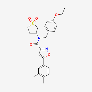 molecular formula C25H28N2O5S B11353329 5-(3,4-dimethylphenyl)-N-(1,1-dioxidotetrahydrothiophen-3-yl)-N-(4-ethoxybenzyl)-1,2-oxazole-3-carboxamide 