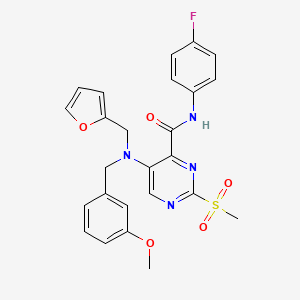 molecular formula C25H23FN4O5S B11353418 N-(4-fluorophenyl)-5-[(furan-2-ylmethyl)(3-methoxybenzyl)amino]-2-(methylsulfonyl)pyrimidine-4-carboxamide 