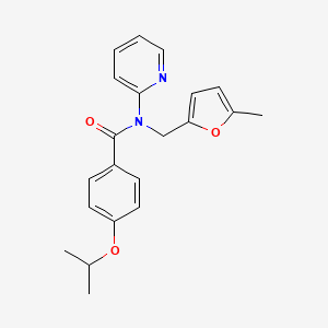 molecular formula C21H22N2O3 B11353452 N-[(5-methylfuran-2-yl)methyl]-4-(propan-2-yloxy)-N-(pyridin-2-yl)benzamide 