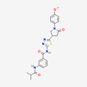 molecular formula C24H25N5O4S B11353473 N-{5-[1-(4-methoxyphenyl)-5-oxopyrrolidin-3-yl]-1,3,4-thiadiazol-2-yl}-3-[(2-methylpropanoyl)amino]benzamide 