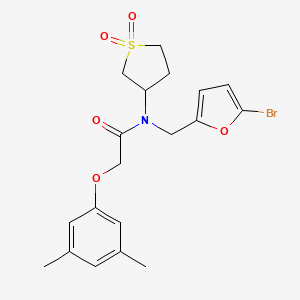molecular formula C19H22BrNO5S B11353584 N-[(5-bromofuran-2-yl)methyl]-2-(3,5-dimethylphenoxy)-N-(1,1-dioxidotetrahydrothiophen-3-yl)acetamide 