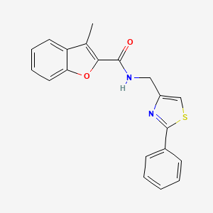 molecular formula C20H16N2O2S B11353681 3-methyl-N-[(2-phenyl-1,3-thiazol-4-yl)methyl]-1-benzofuran-2-carboxamide 