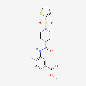 molecular formula C19H22N2O5S2 B11353691 Methyl 4-methyl-3-({[1-(thiophen-2-ylsulfonyl)piperidin-4-yl]carbonyl}amino)benzoate 