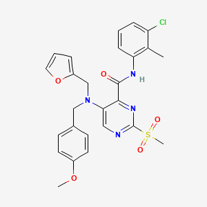 molecular formula C26H25ClN4O5S B11353694 N-(3-chloro-2-methylphenyl)-5-[(furan-2-ylmethyl)(4-methoxybenzyl)amino]-2-(methylsulfonyl)pyrimidine-4-carboxamide 