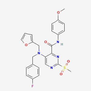 molecular formula C25H23FN4O5S B11353753 5-[(4-fluorobenzyl)(furan-2-ylmethyl)amino]-N-(4-methoxyphenyl)-2-(methylsulfonyl)pyrimidine-4-carboxamide 