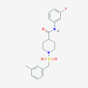 molecular formula C20H23FN2O3S B11353837 N-(3-fluorophenyl)-1-[(3-methylbenzyl)sulfonyl]piperidine-4-carboxamide 