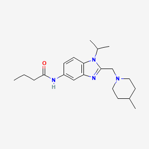 molecular formula C21H32N4O B11355258 N-{2-[(4-methylpiperidin-1-yl)methyl]-1-(propan-2-yl)-1H-benzimidazol-5-yl}butanamide 