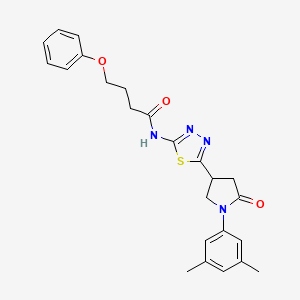 molecular formula C24H26N4O3S B11355701 N-{5-[1-(3,5-dimethylphenyl)-5-oxopyrrolidin-3-yl]-1,3,4-thiadiazol-2-yl}-4-phenoxybutanamide 