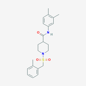 molecular formula C22H28N2O3S B11355728 N-(3,4-dimethylphenyl)-1-[(2-methylbenzyl)sulfonyl]piperidine-4-carboxamide 