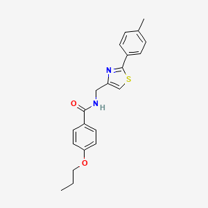 molecular formula C21H22N2O2S B11355746 N-{[2-(4-methylphenyl)-1,3-thiazol-4-yl]methyl}-4-propoxybenzamide 