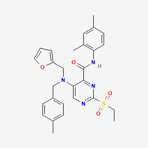 molecular formula C28H30N4O4S B11355772 N-(2,4-dimethylphenyl)-2-(ethylsulfonyl)-5-[(furan-2-ylmethyl)(4-methylbenzyl)amino]pyrimidine-4-carboxamide 